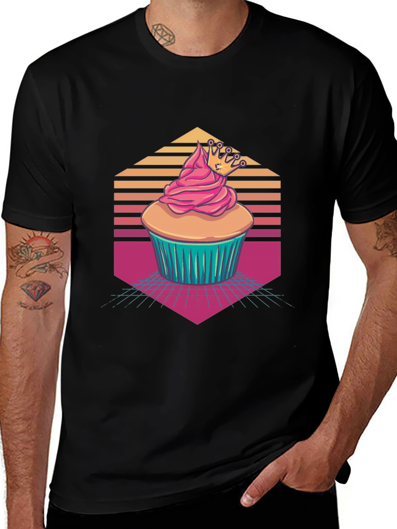 Cupcake Crown Graphic Tee - Retro Style