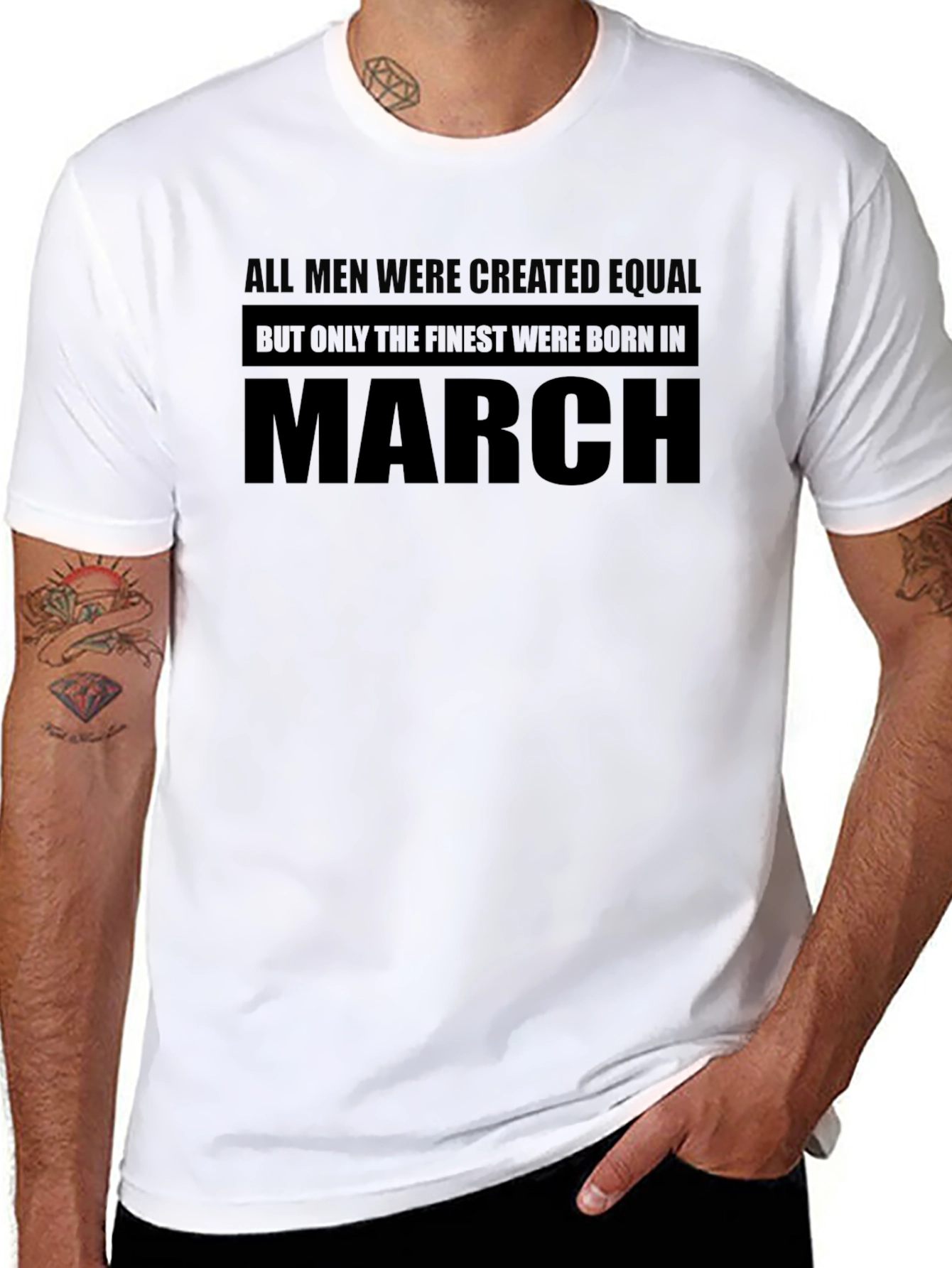 Finest Men Born in March Black T-Shirt