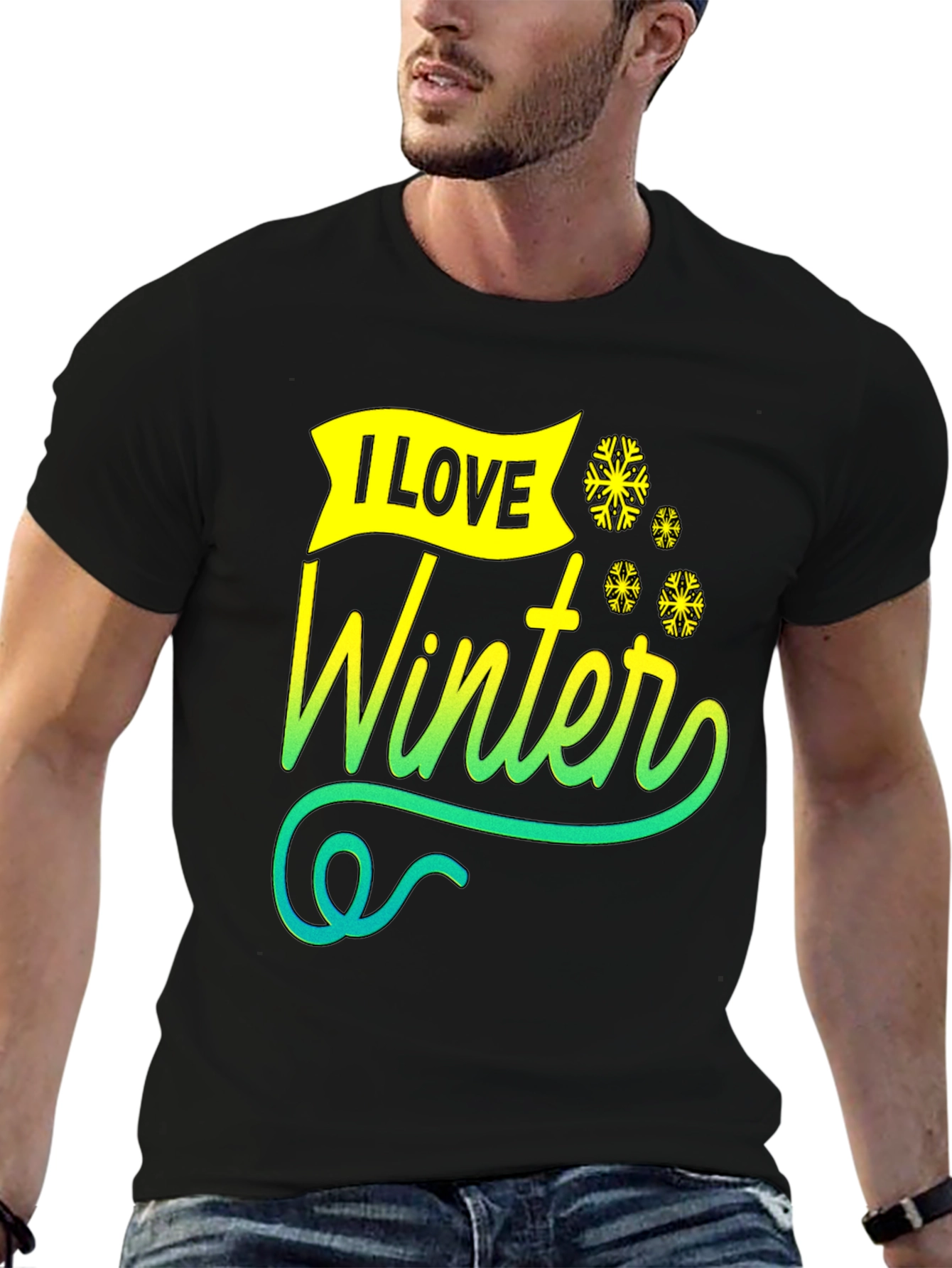 I Love Winter Graphic Tee - Black Unisex T-Shirt