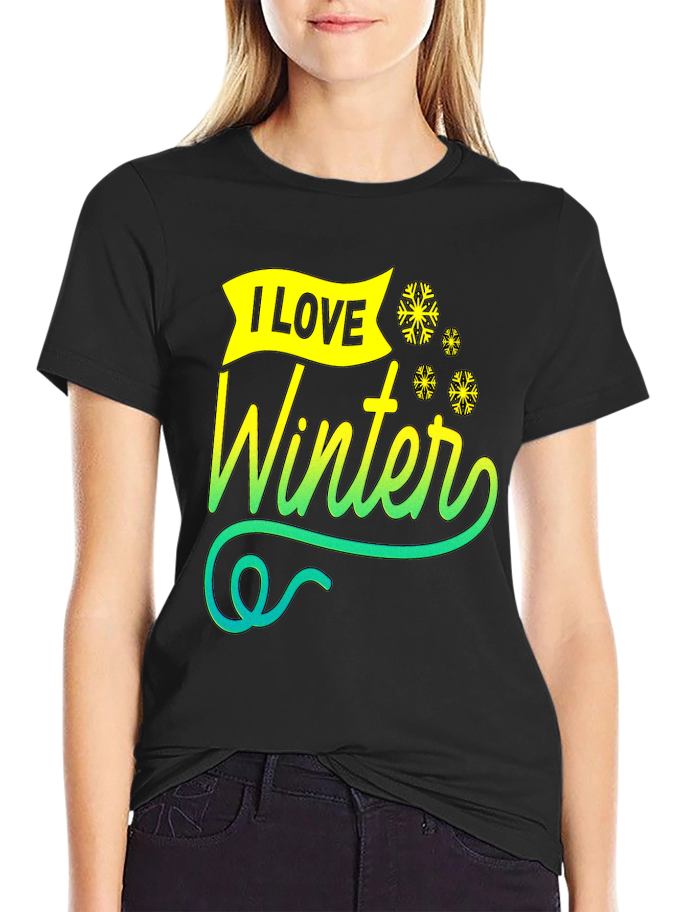 I Love Winter Graphic Tee - Black Unisex T-Shirt