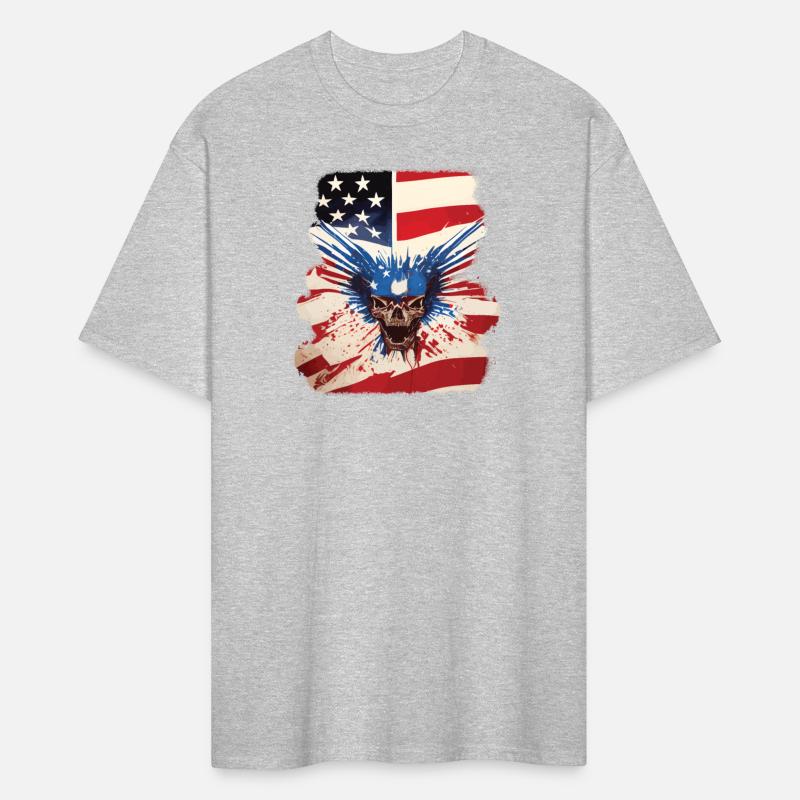 Angry Skull Bursting Through US Flag