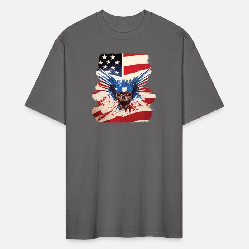 Angry Skull Bursting Through US Flag