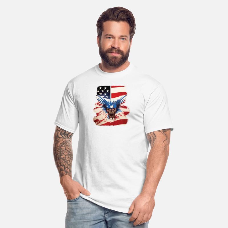 Angry Skull Bursting Through US Flag