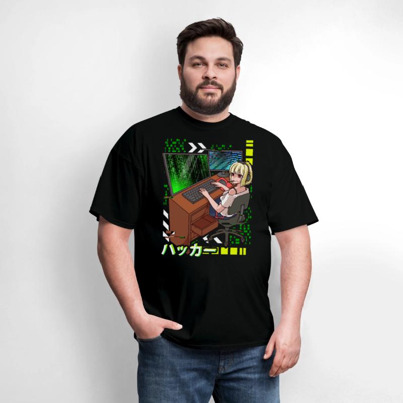 Anime Cyber Hacker Girl Hacking Binary Code