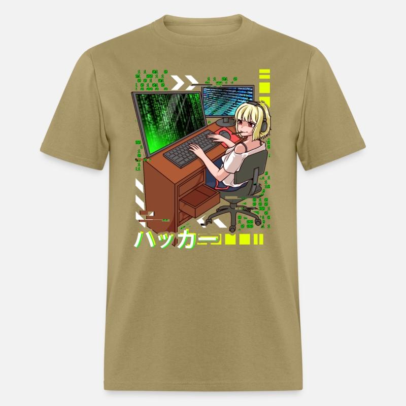 Anime Cyber Hacker Girl Hacking Binary Code