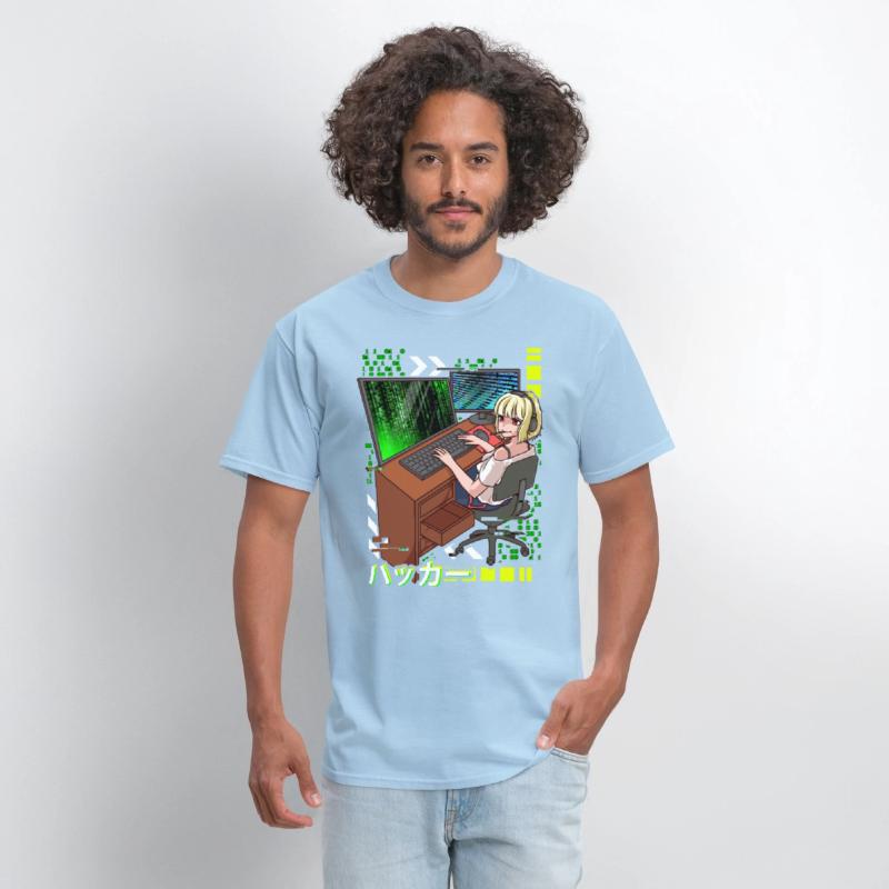 Anime Cyber Hacker Girl Hacking Binary Code