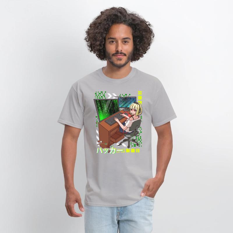 Anime Cyber Hacker Girl Hacking Binary Code