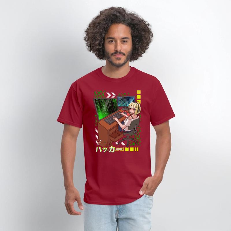 Anime Cyber Hacker Girl Hacking Binary Code