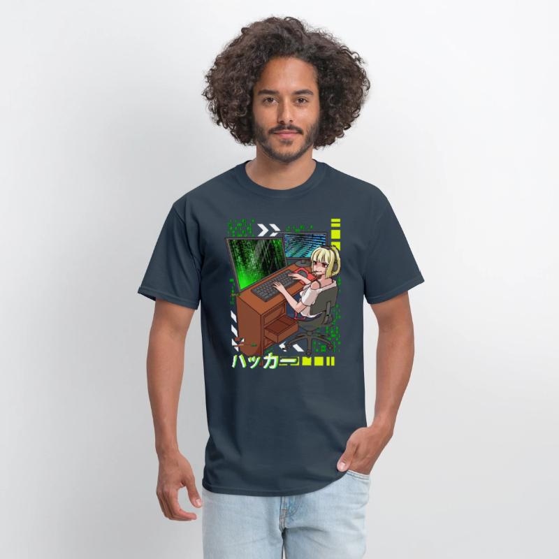 Anime Cyber Hacker Girl Hacking Binary Code