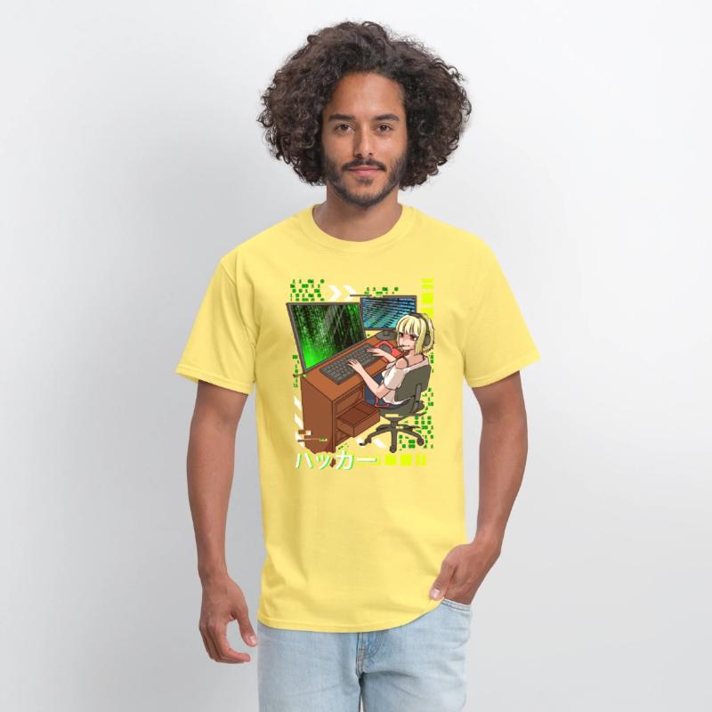 Anime Cyber Hacker Girl Hacking Binary Code