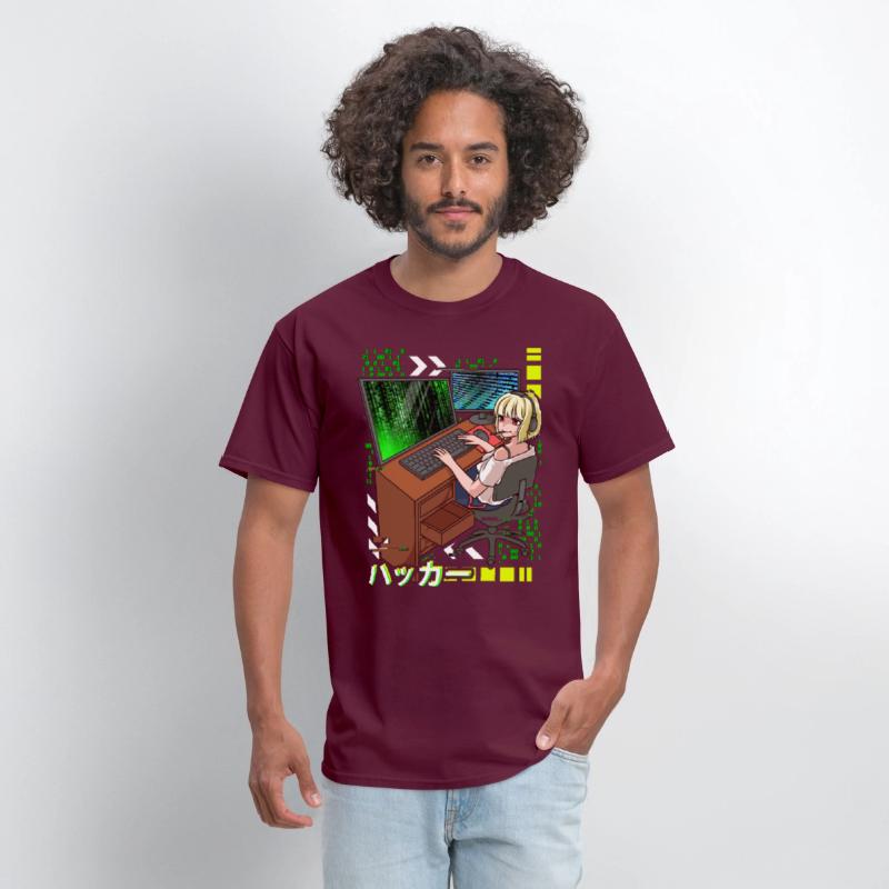 Anime Cyber Hacker Girl Hacking Binary Code