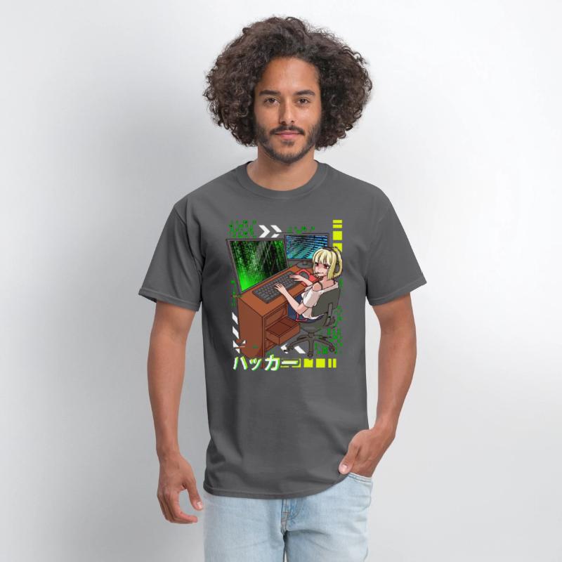 Anime Cyber Hacker Girl Hacking Binary Code