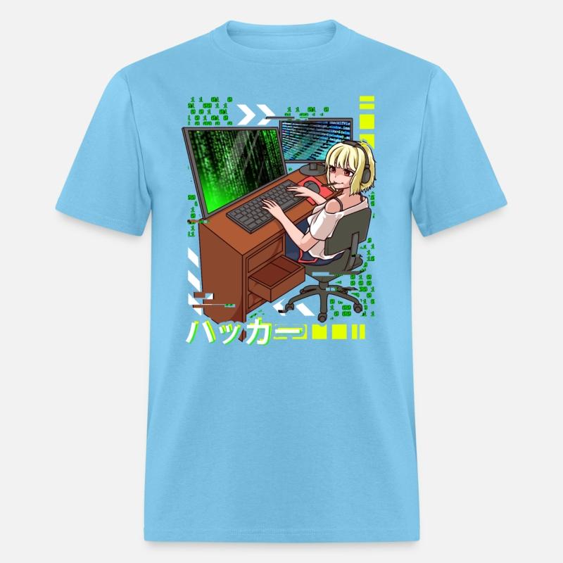 Anime Cyber Hacker Girl Hacking Binary Code