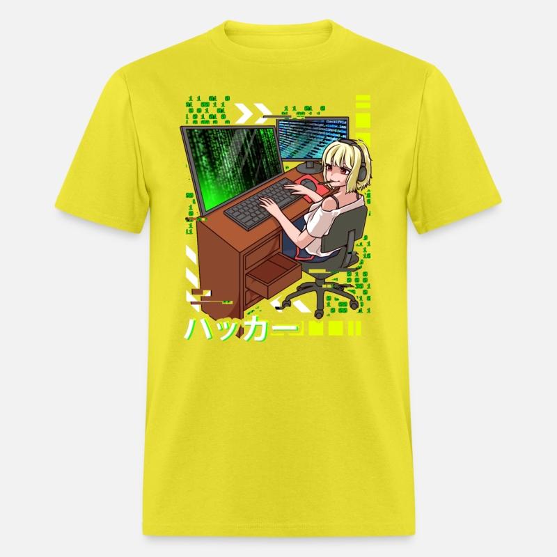 Anime Cyber Hacker Girl Hacking Binary Code