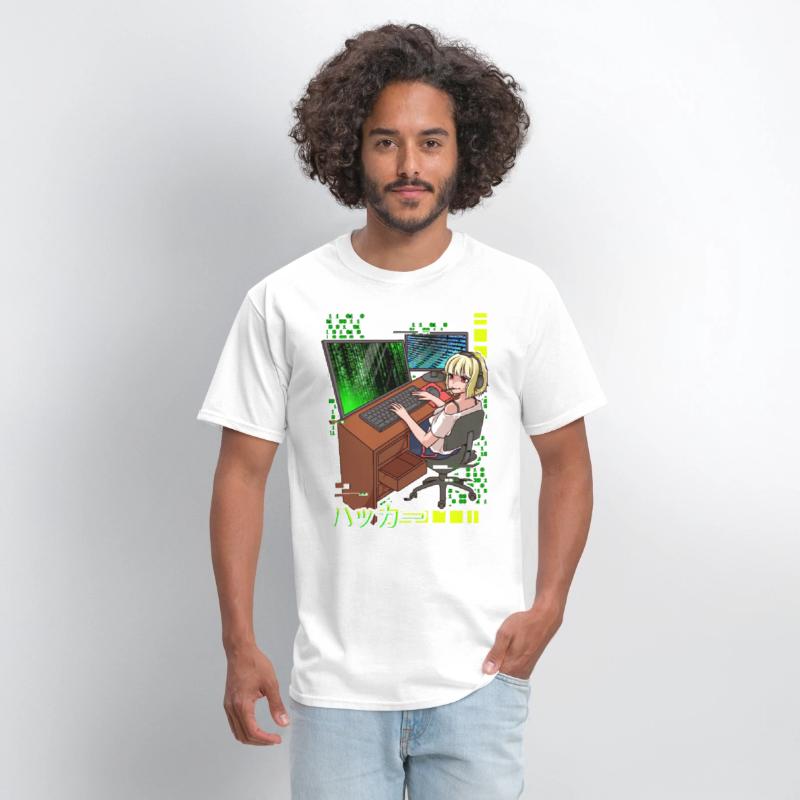 Anime Cyber Hacker Girl Hacking Binary Code