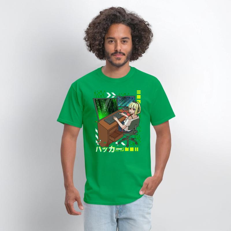 Anime Cyber Hacker Girl Hacking Binary Code