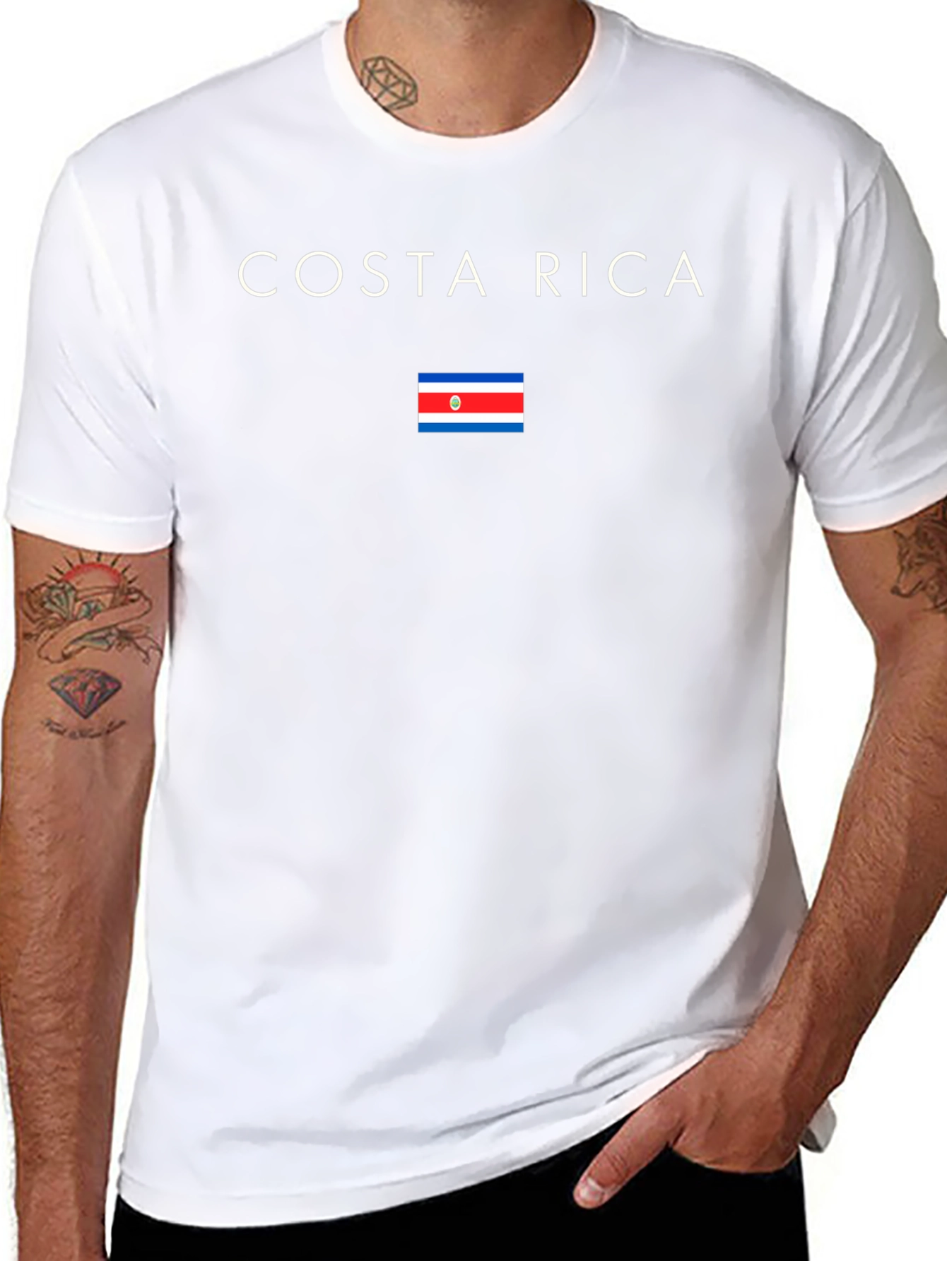 Costa Rica Flag Graphic T-Shirt - Black