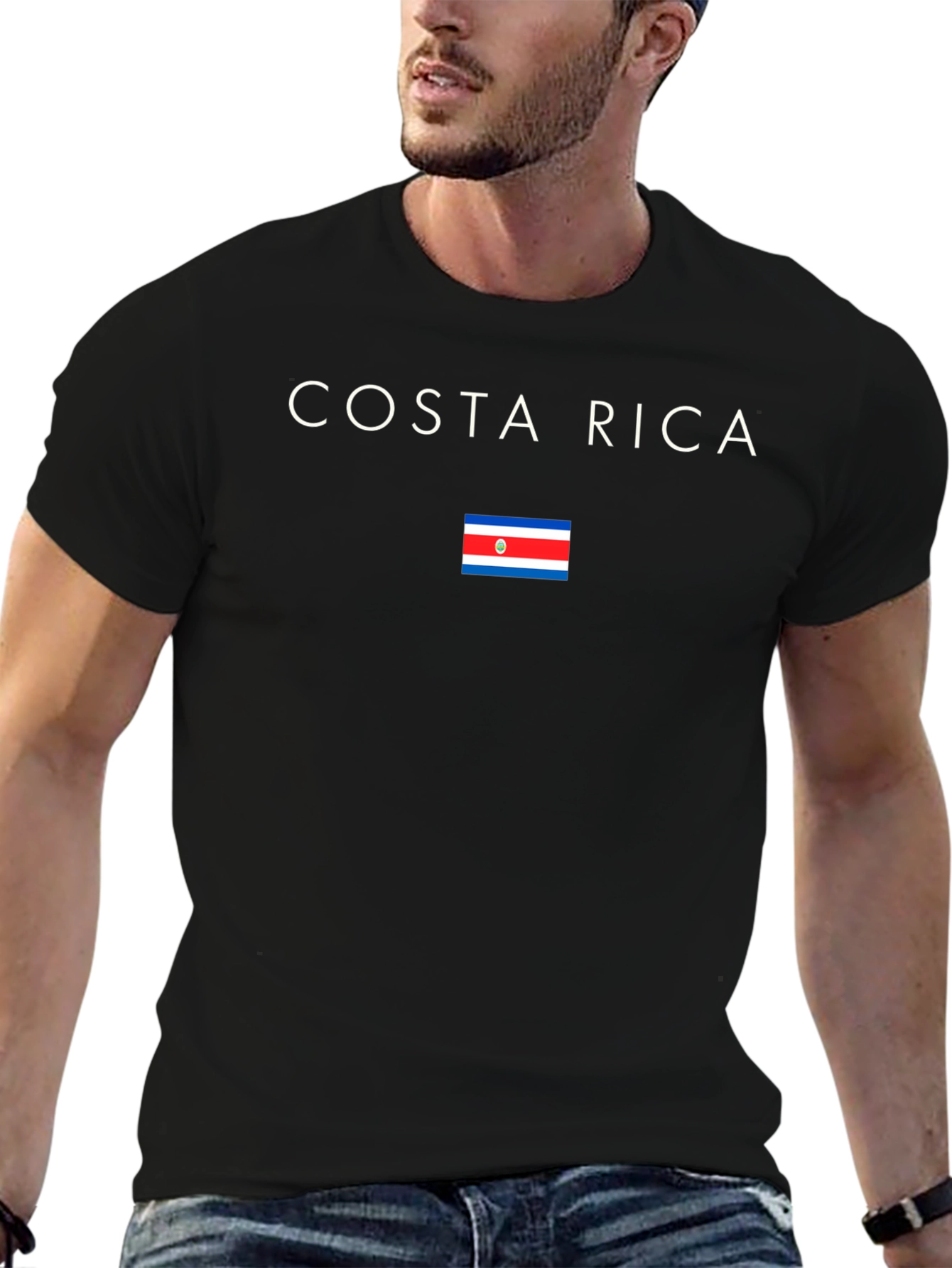 Costa Rica Flag Graphic T-Shirt - Black