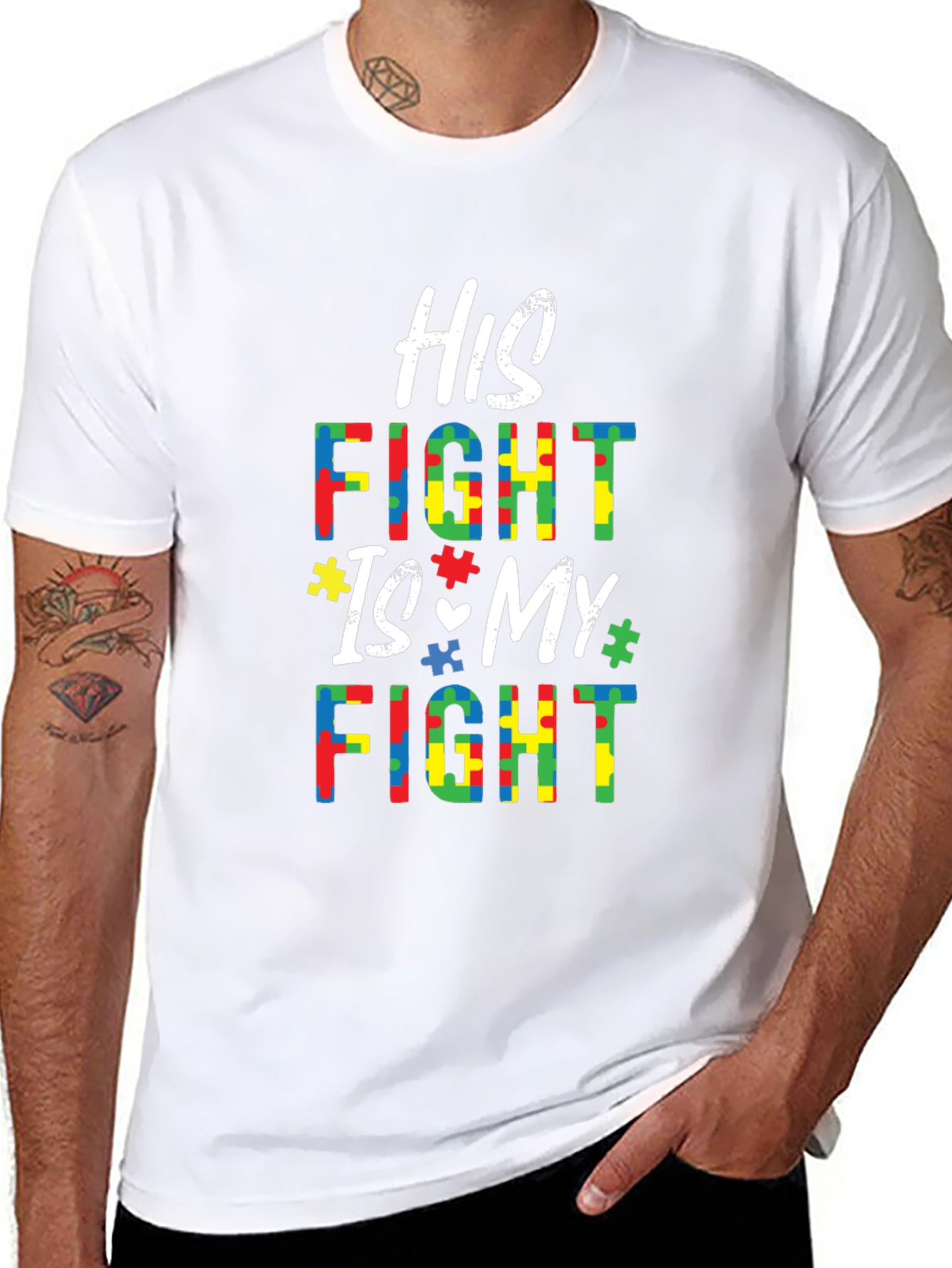 Autism Awareness T-Shirt - His Fight Is My Fight