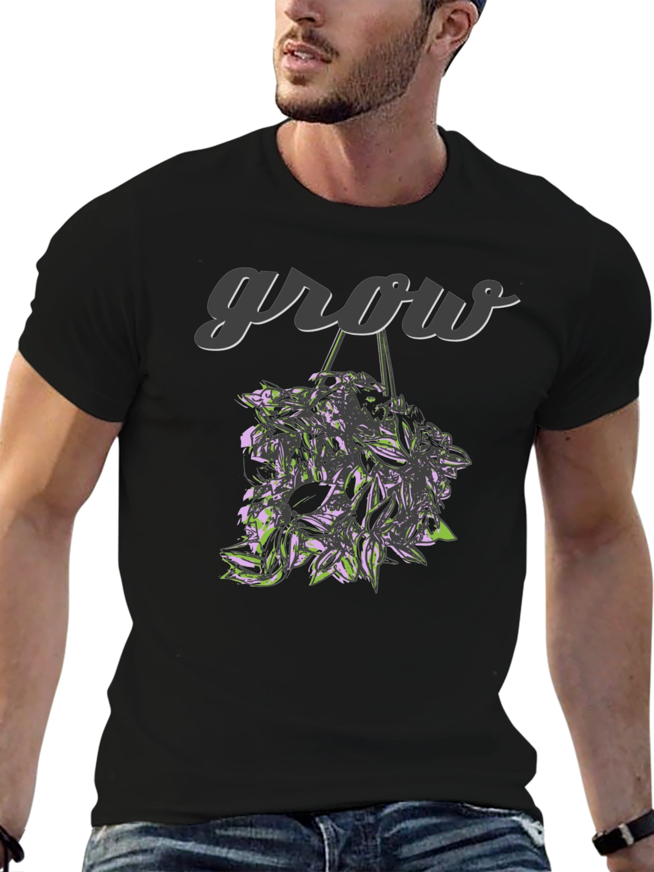 Grow Graphic Tee - Stylish Black T-Shirt