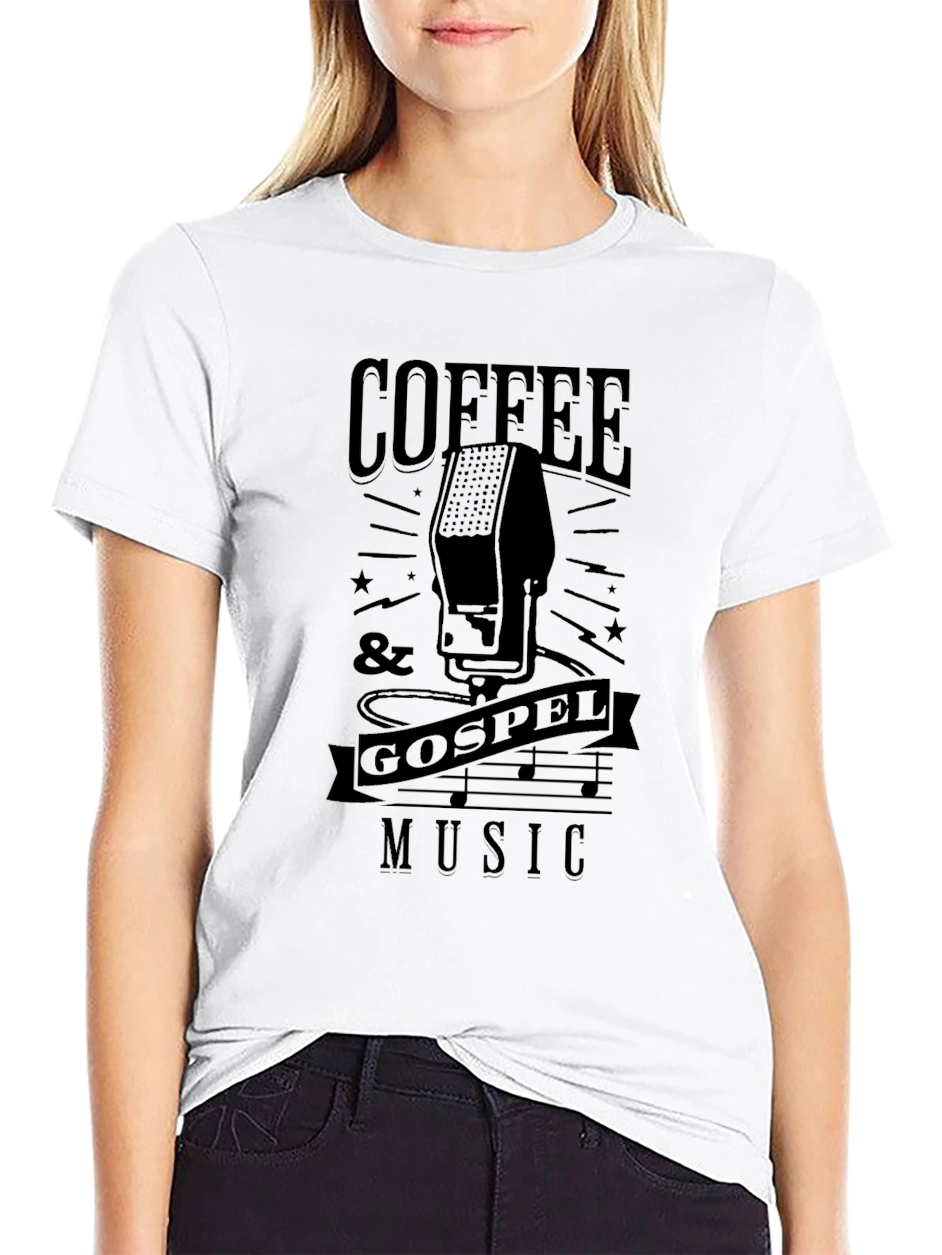 Coffee & Gospel Music Black Graphic Tee