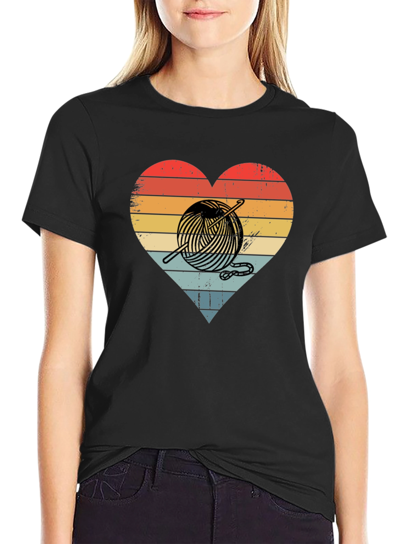 Knitting Heart Graphic T-Shirt