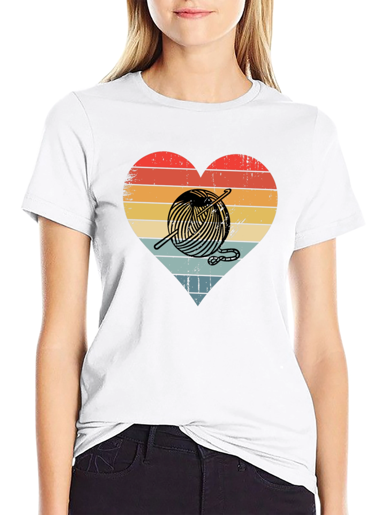 Knitting Heart Graphic T-Shirt