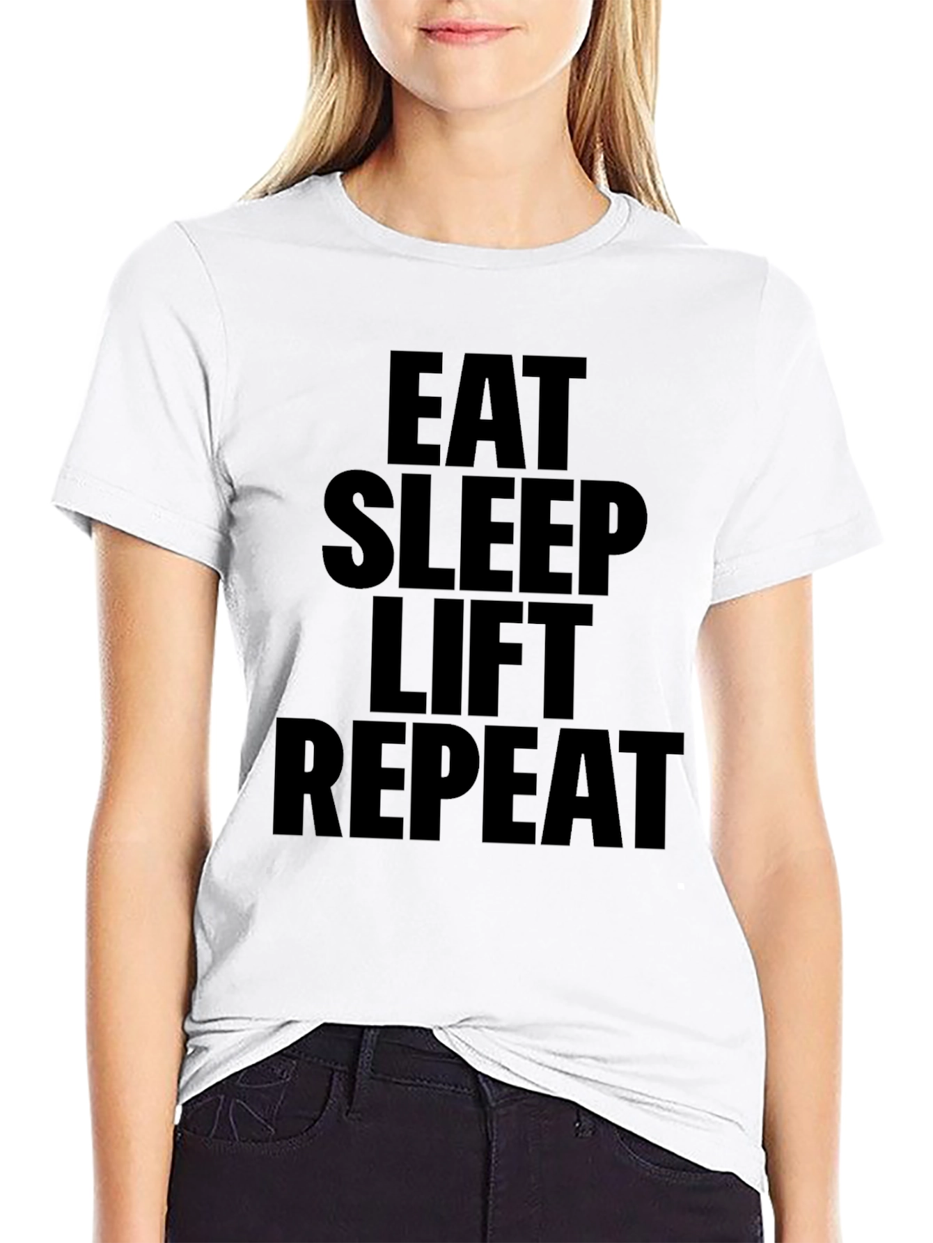 Eat Sleep Lift Repeat Black Graphic Tee