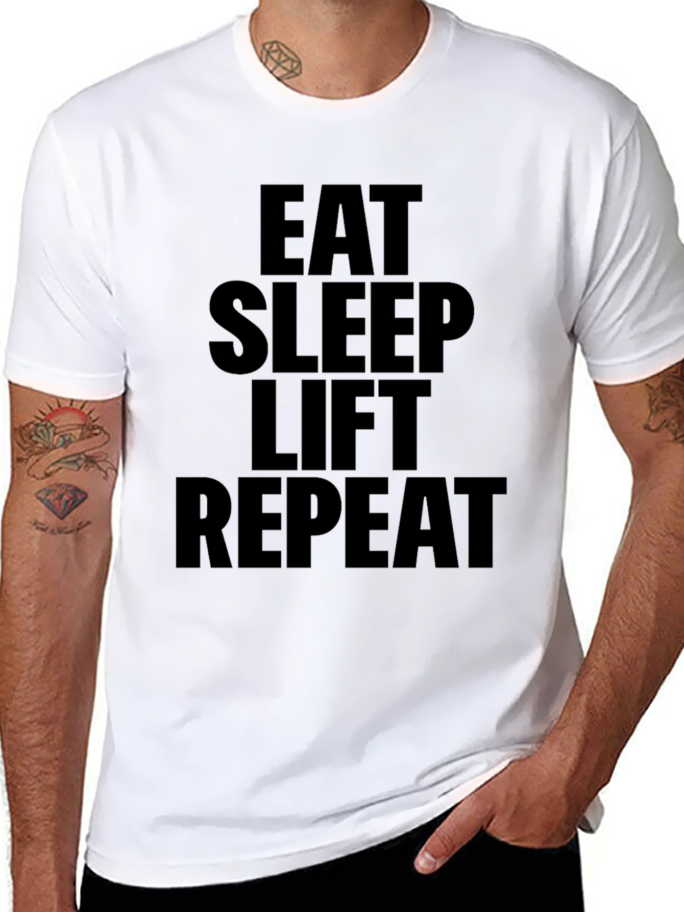 Eat Sleep Lift Repeat Black Graphic Tee