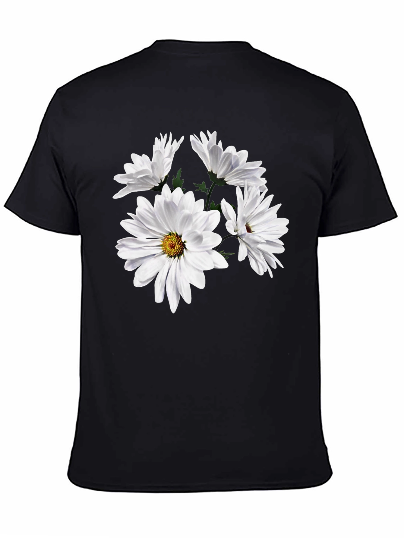 Daisy Flower Graphic Tee - Black Cotton T-Shirt