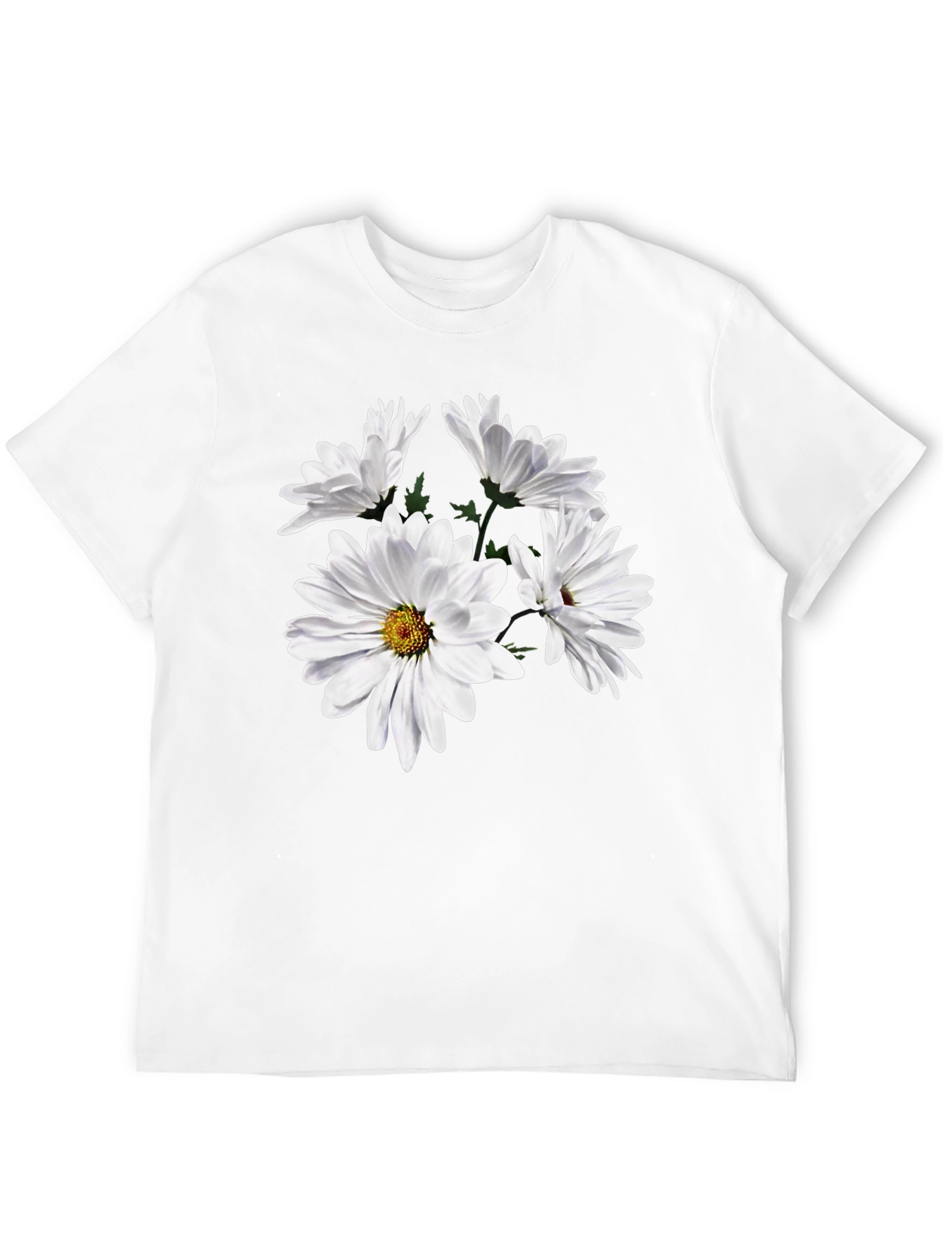 Daisy Flower Graphic Tee - Black Cotton T-Shirt