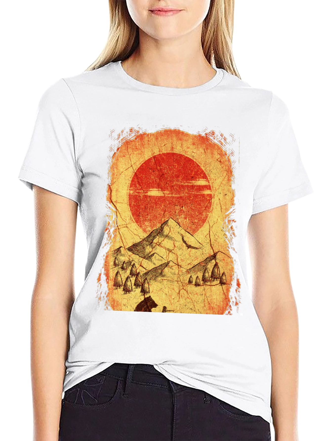 Mountain Scene Graphic Tee - Black