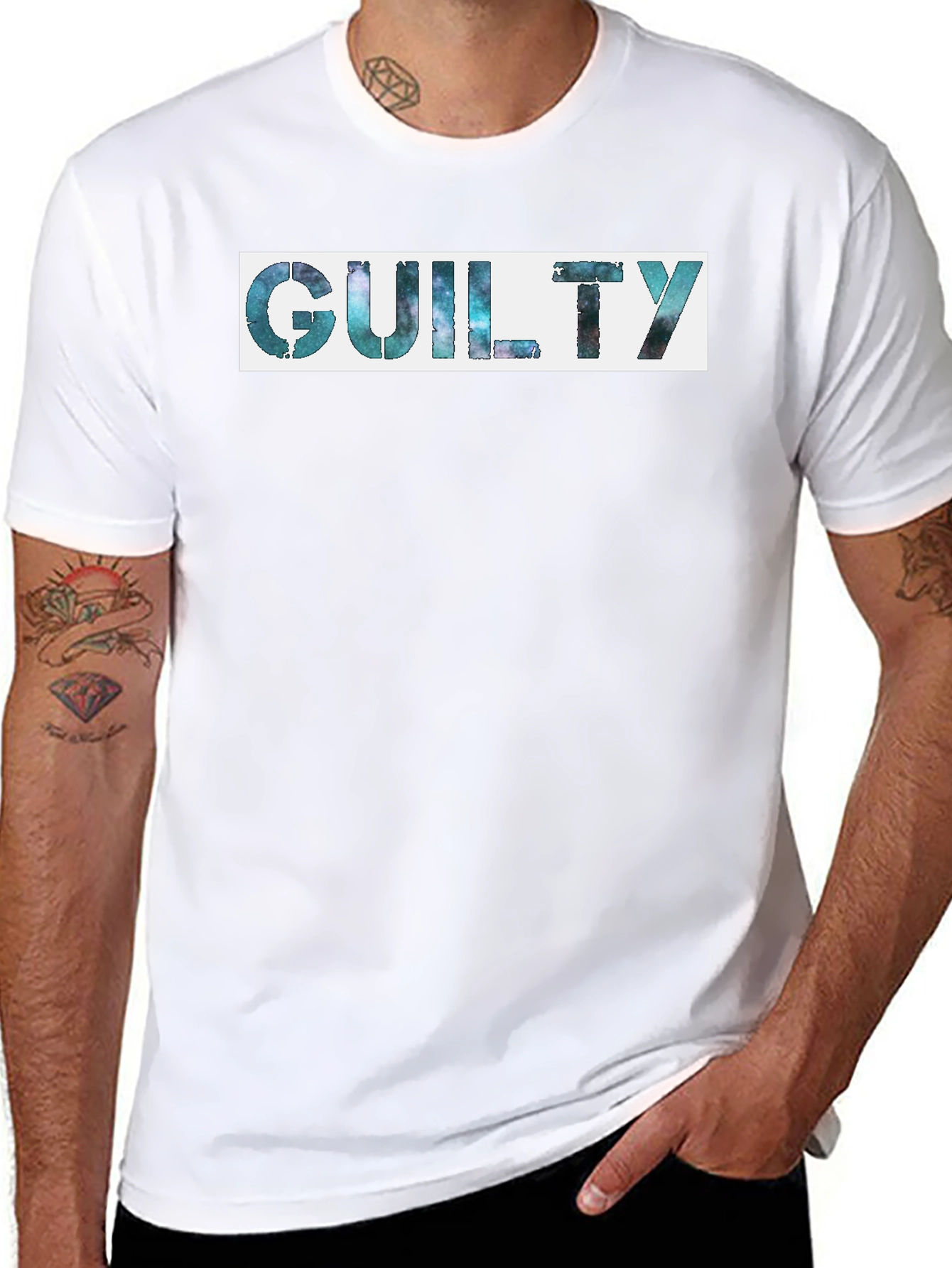 Guilty Galaxy Tee - Unique Graphic Print