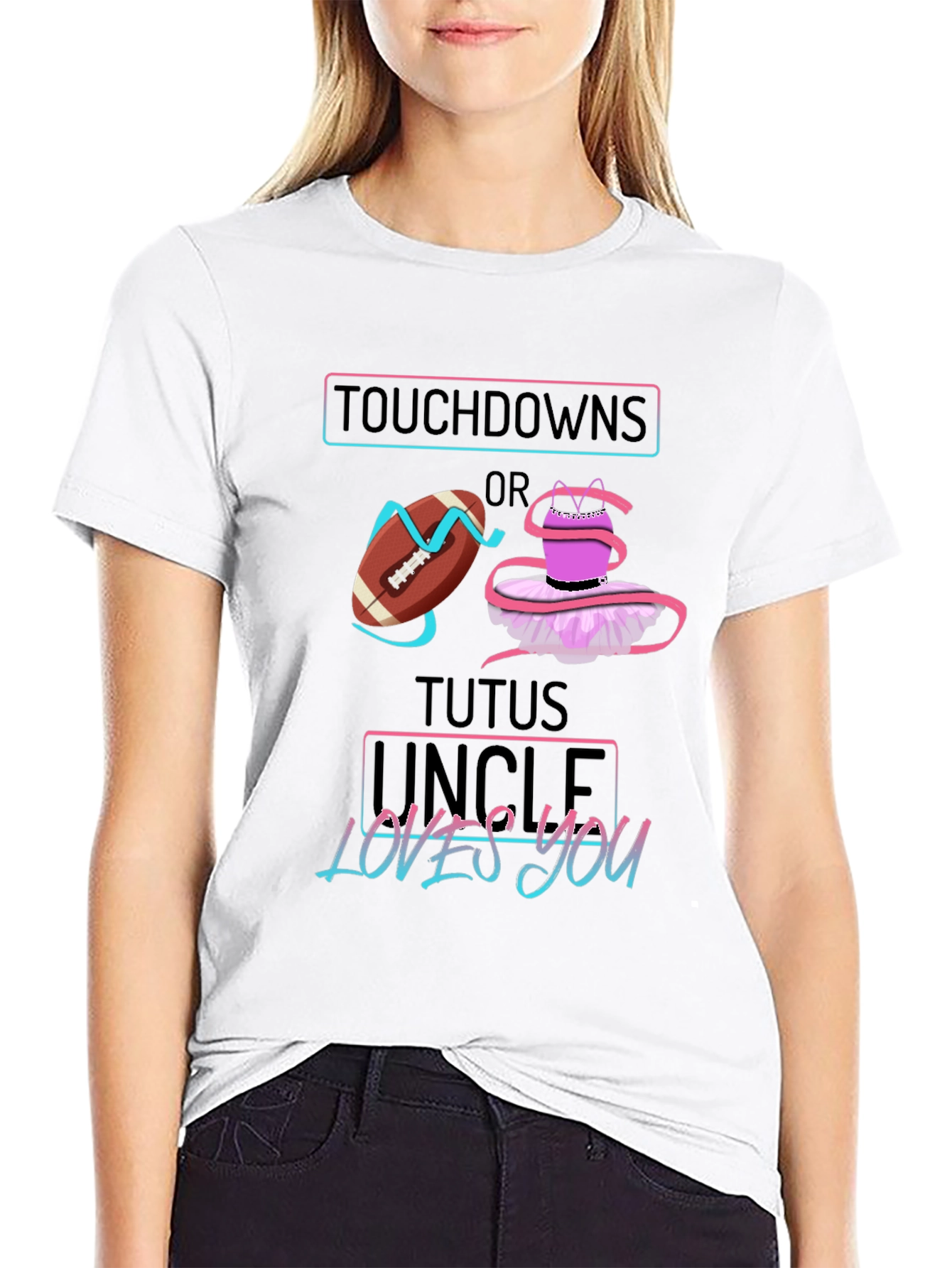 Touchdowns or Tutus Uncle Loves You Graphic T-Shirt