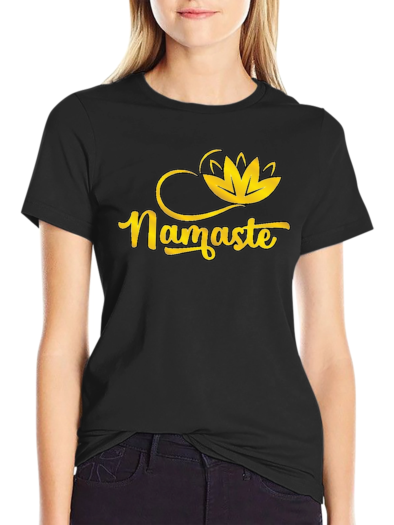 Namaste Lotus Graphic Tee - Black