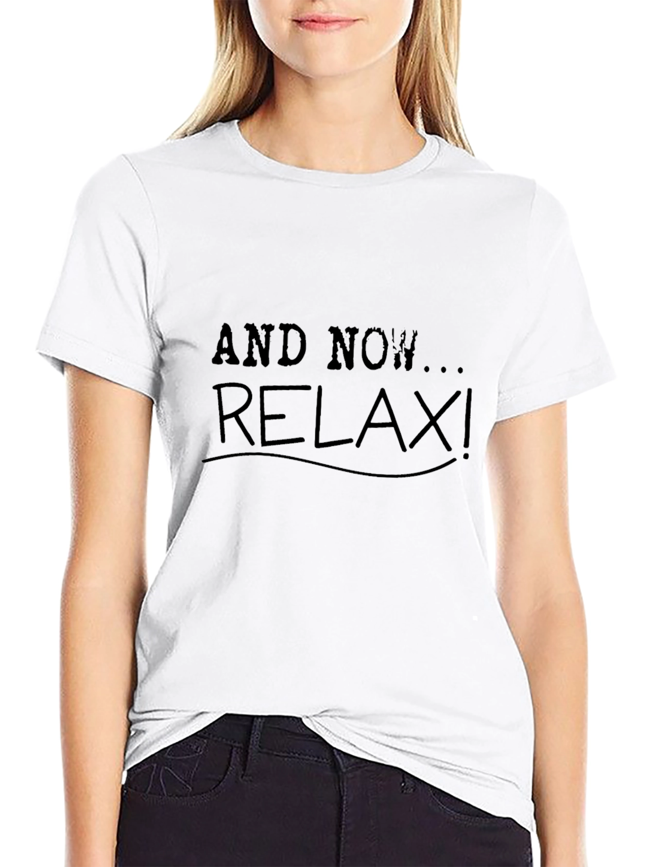 Relax! Black Cotton Graphic Tee - Slogan T-Shirt