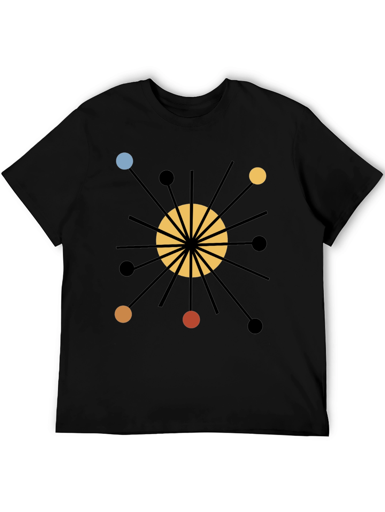 Atomic Starburst Graphic Print Black T-Shirt