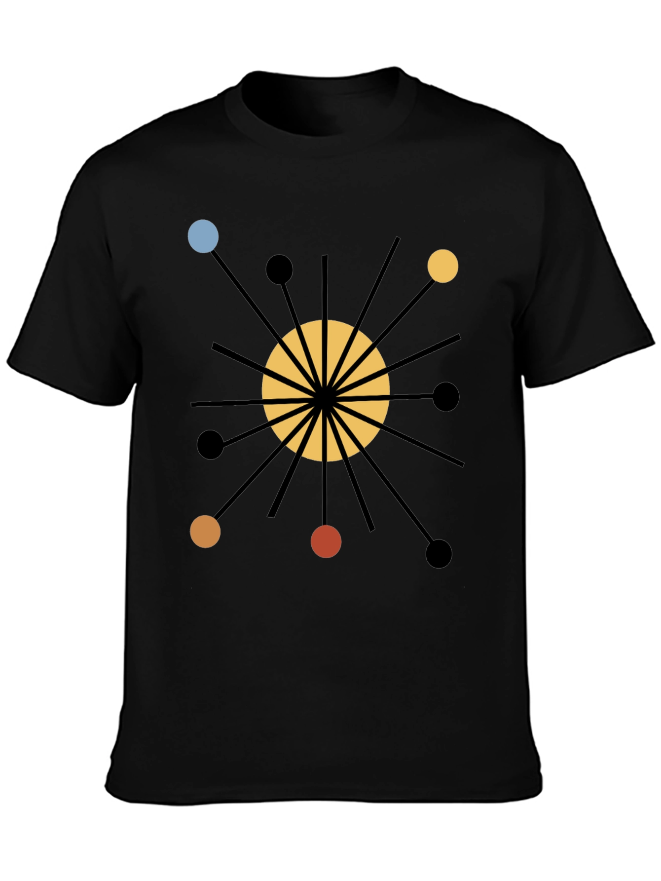 Atomic Starburst Graphic Print Black T-Shirt