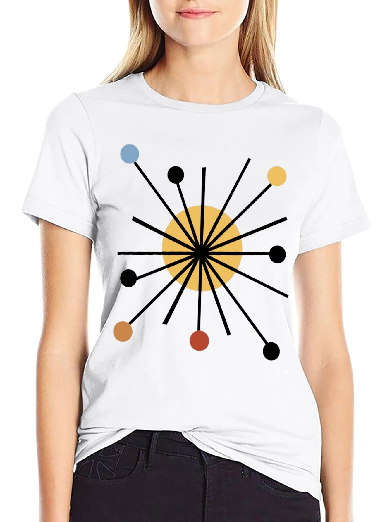Atomic Starburst Graphic Print Black T-Shirt