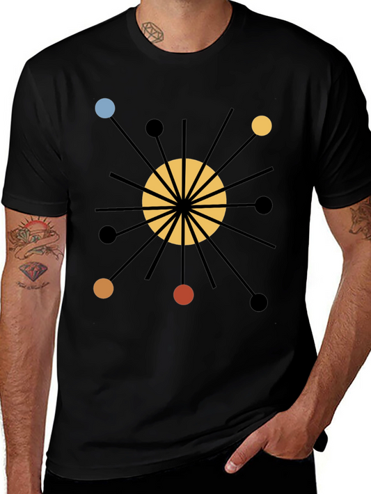 Atomic Starburst Graphic Print Black T-Shirt