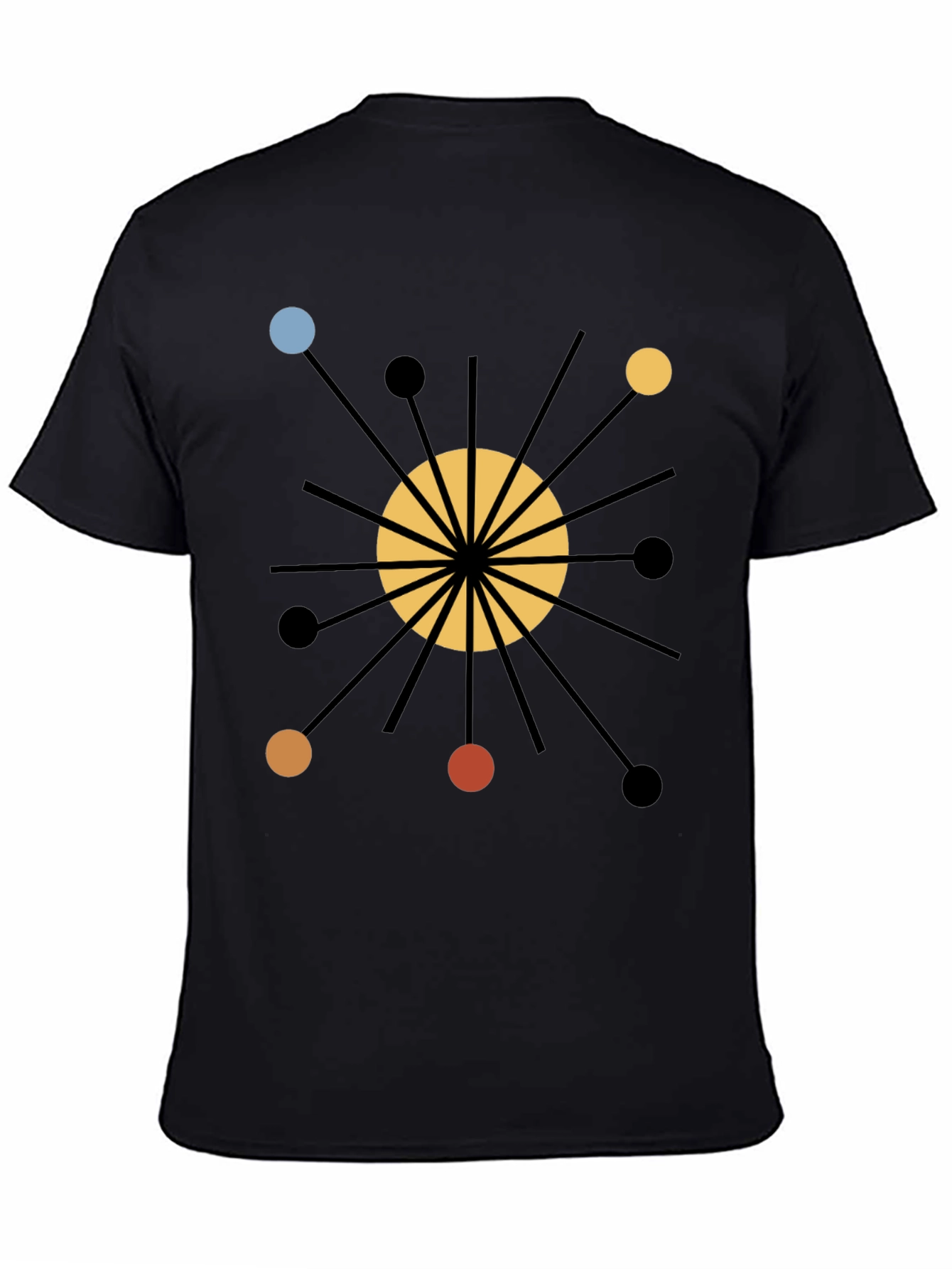 Atomic Starburst Graphic Print Black T-Shirt