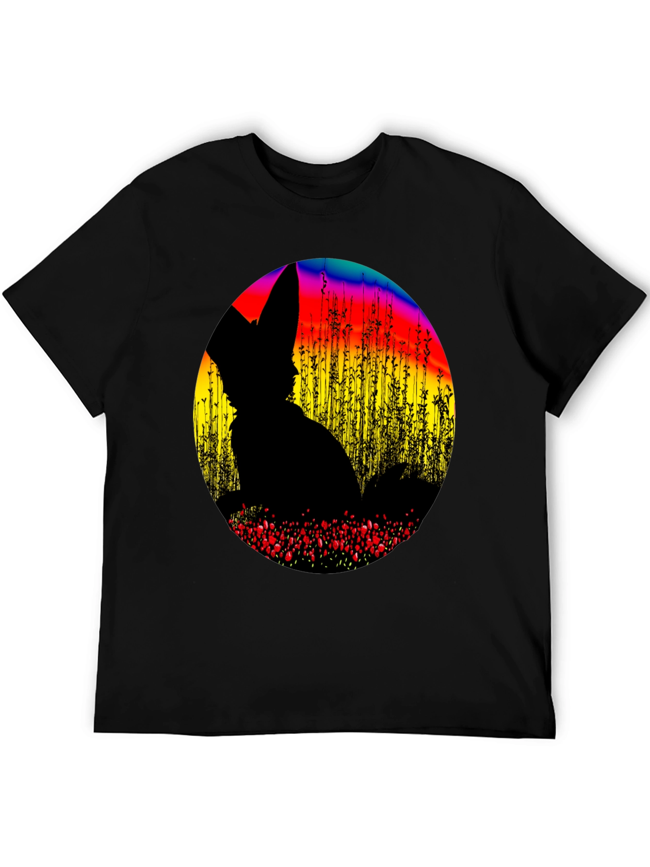 Abstract Fox Silhouette Graphic T-Shirt