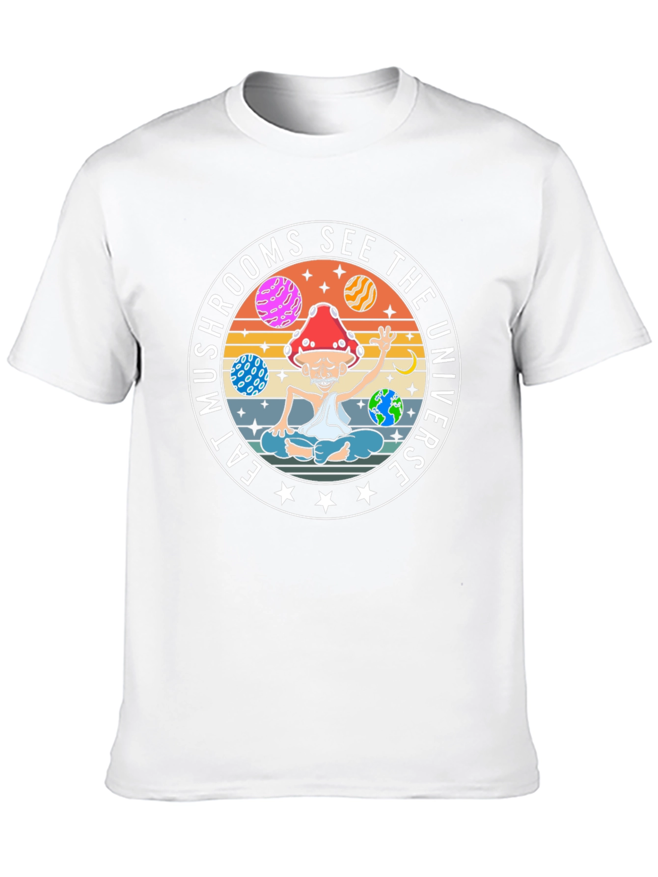Eat Mushrooms See The Universe Black T-Shirt