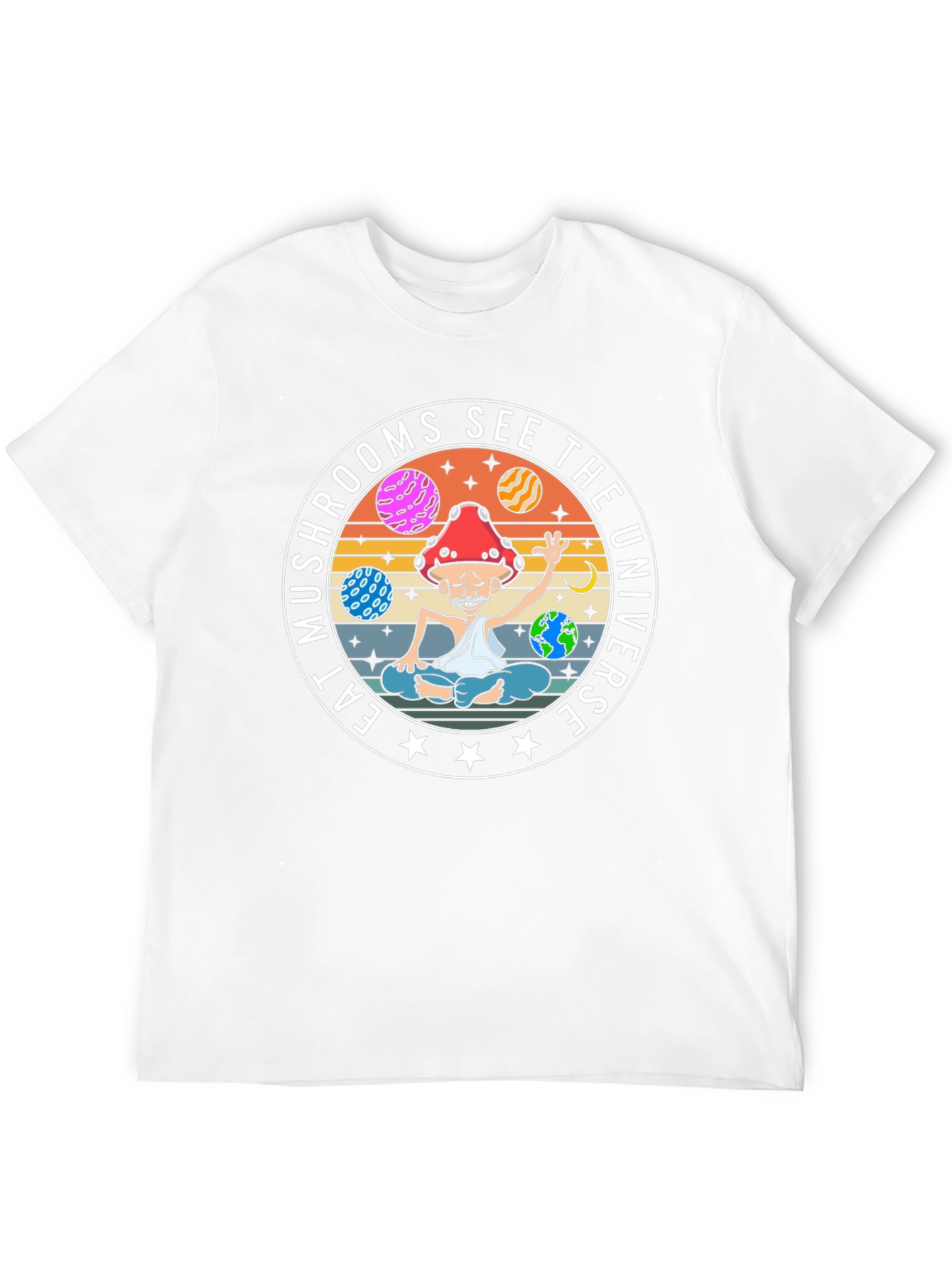 Eat Mushrooms See The Universe Black T-Shirt