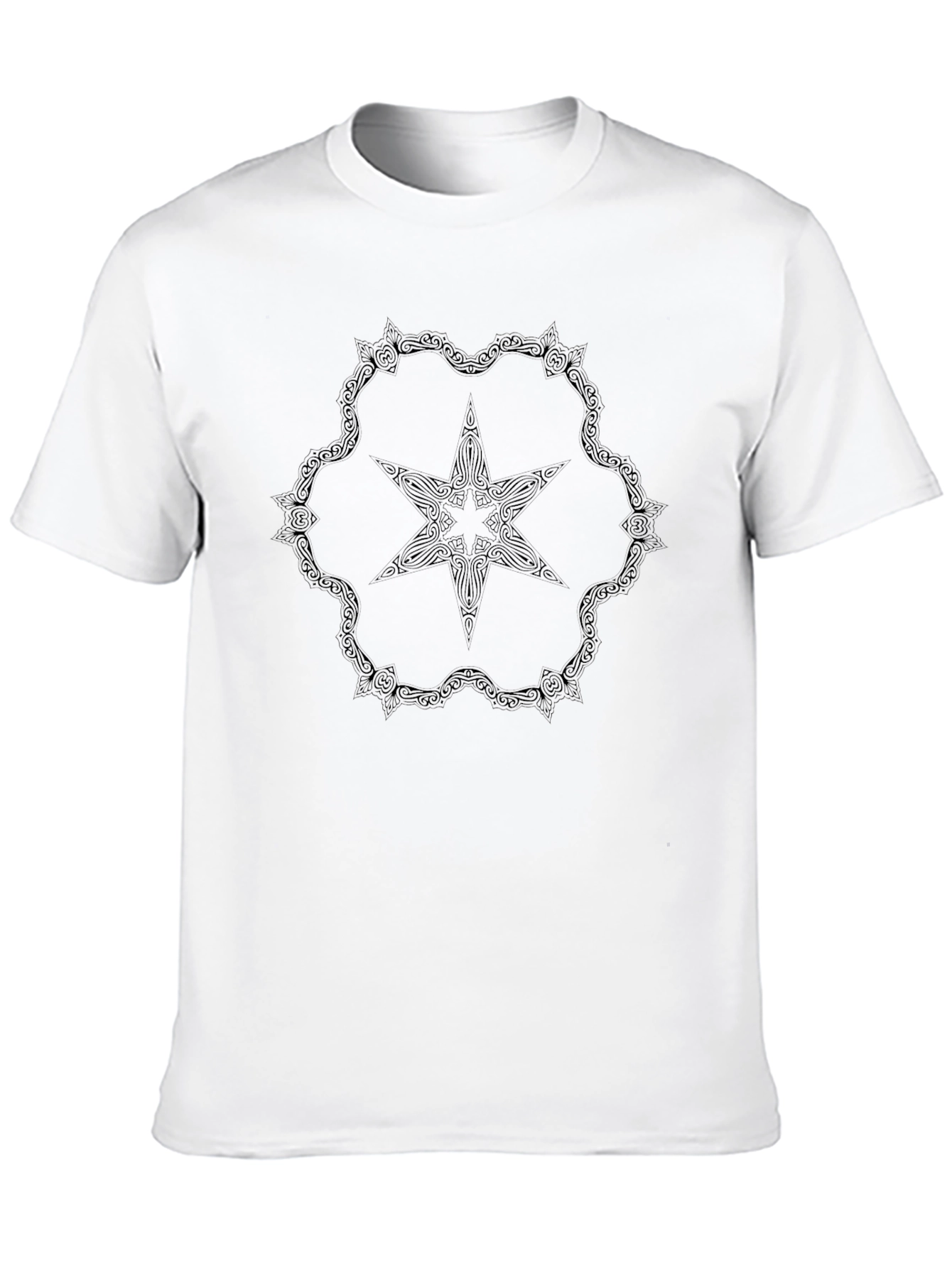 Geometric Star Mandala T-Shirt - Black