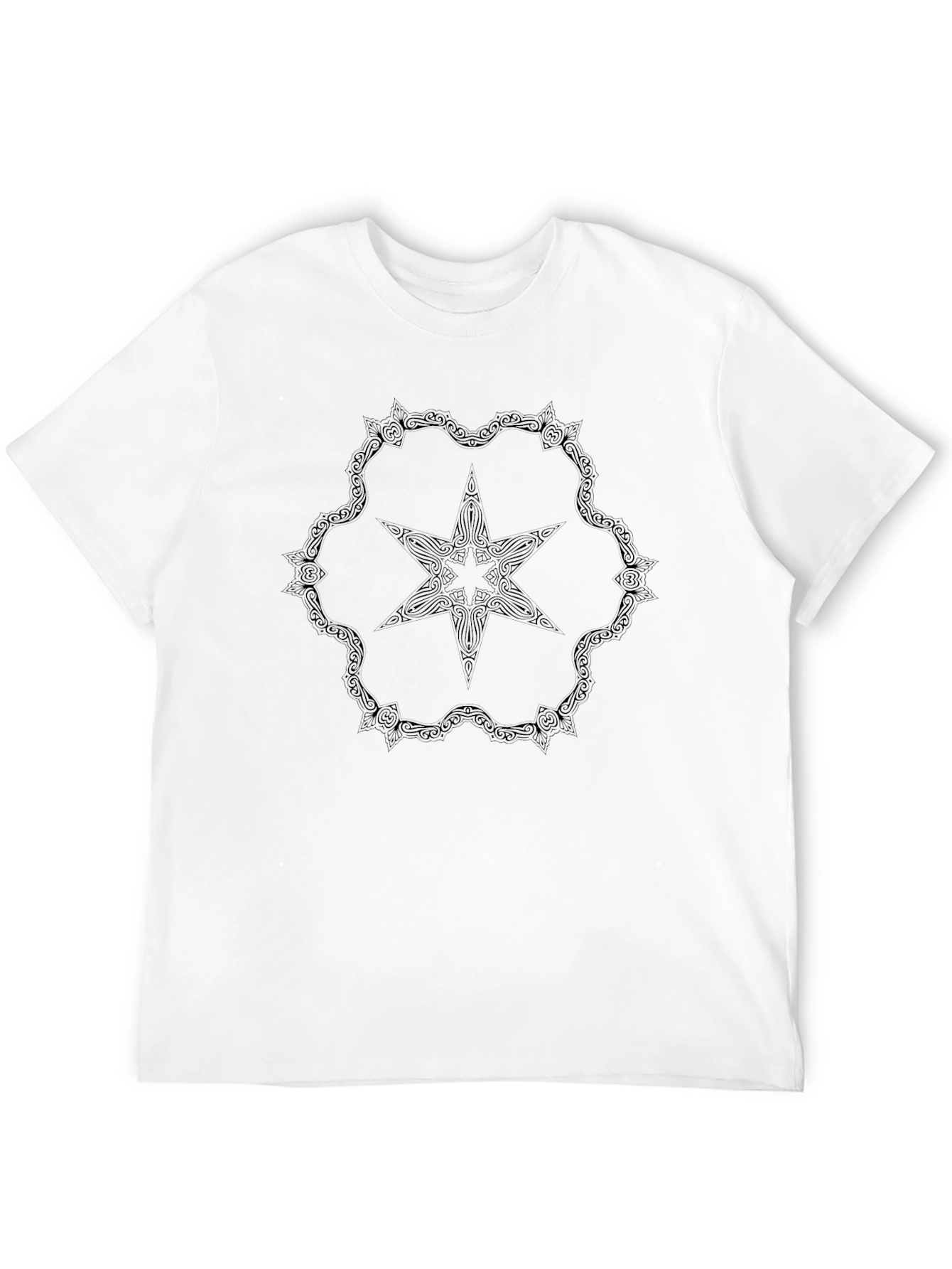 Geometric Star Mandala T-Shirt - Black