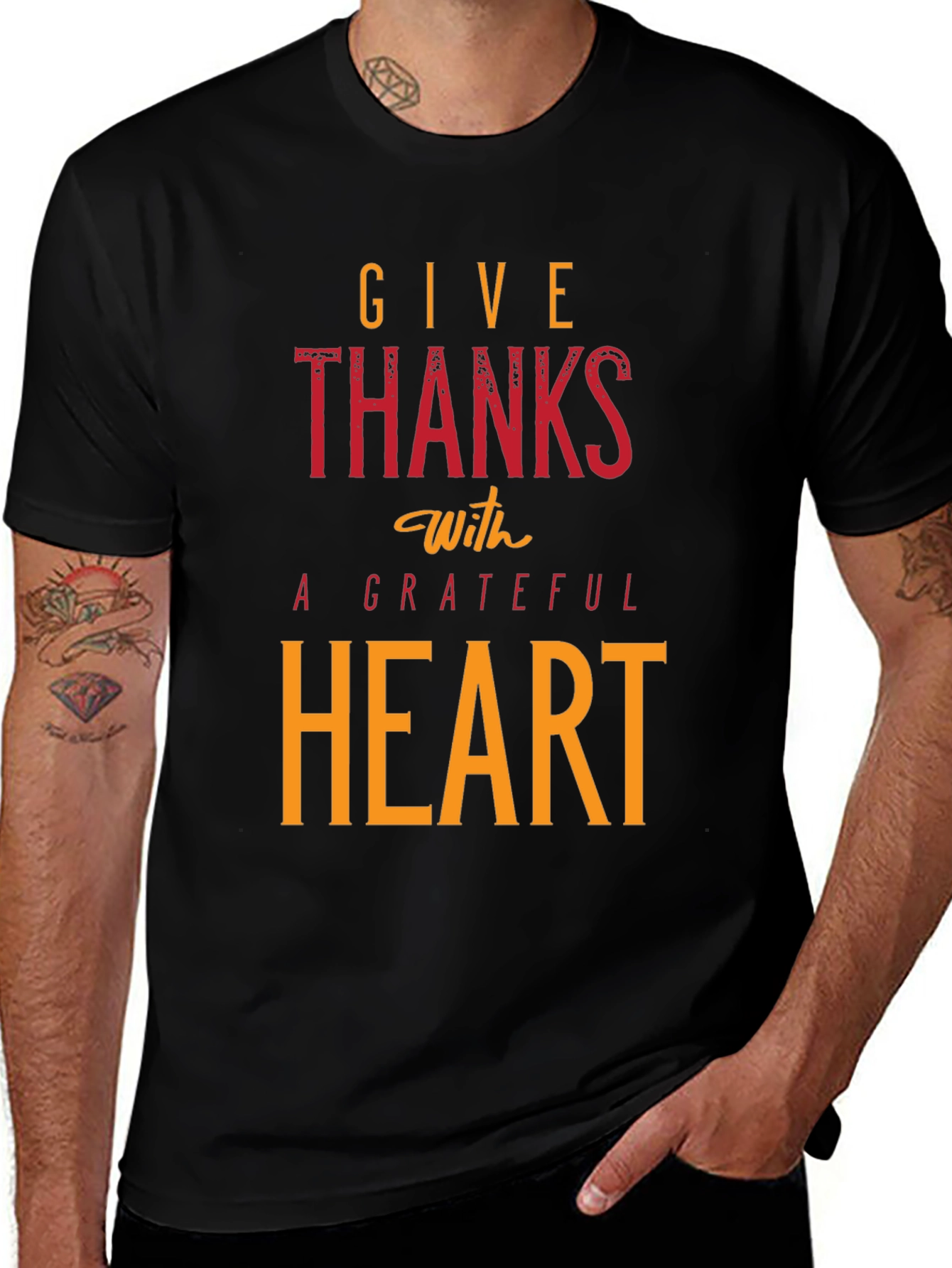 Give Thanks With A Grateful Heart Black T-Shirt