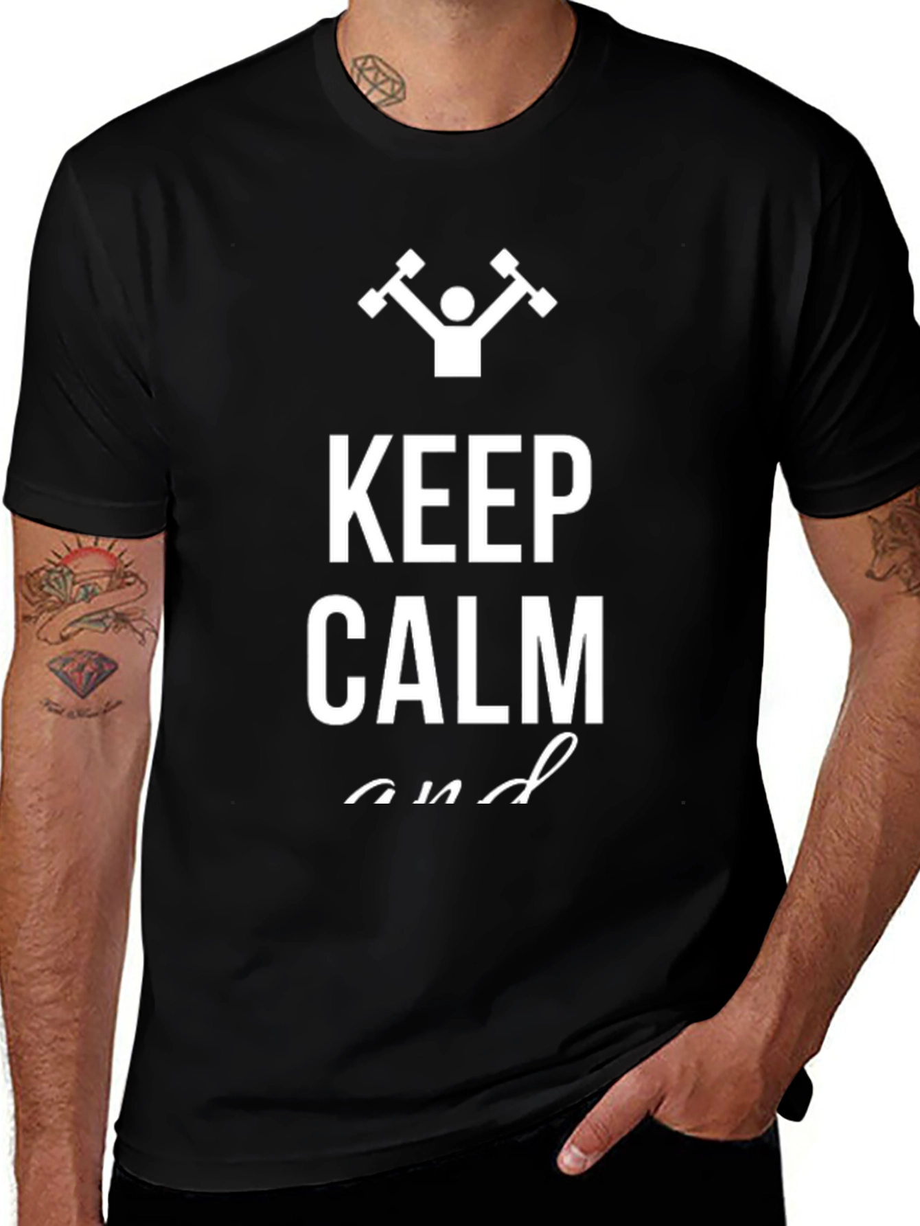 Keep Calm and Lift Weights Black T-Shirt