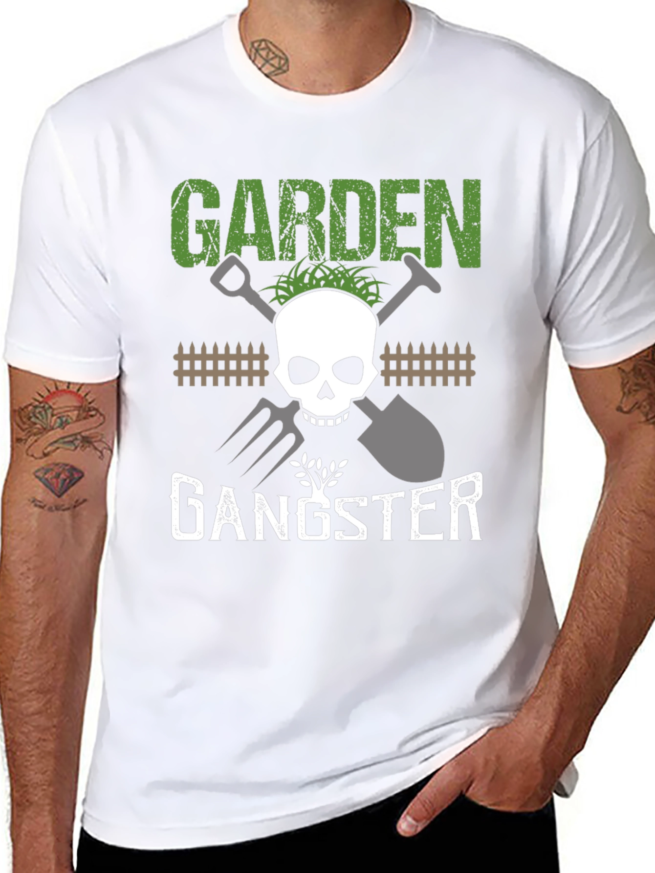 Garden Gangster T-Shirt: Skull & Tools Graphic Tee