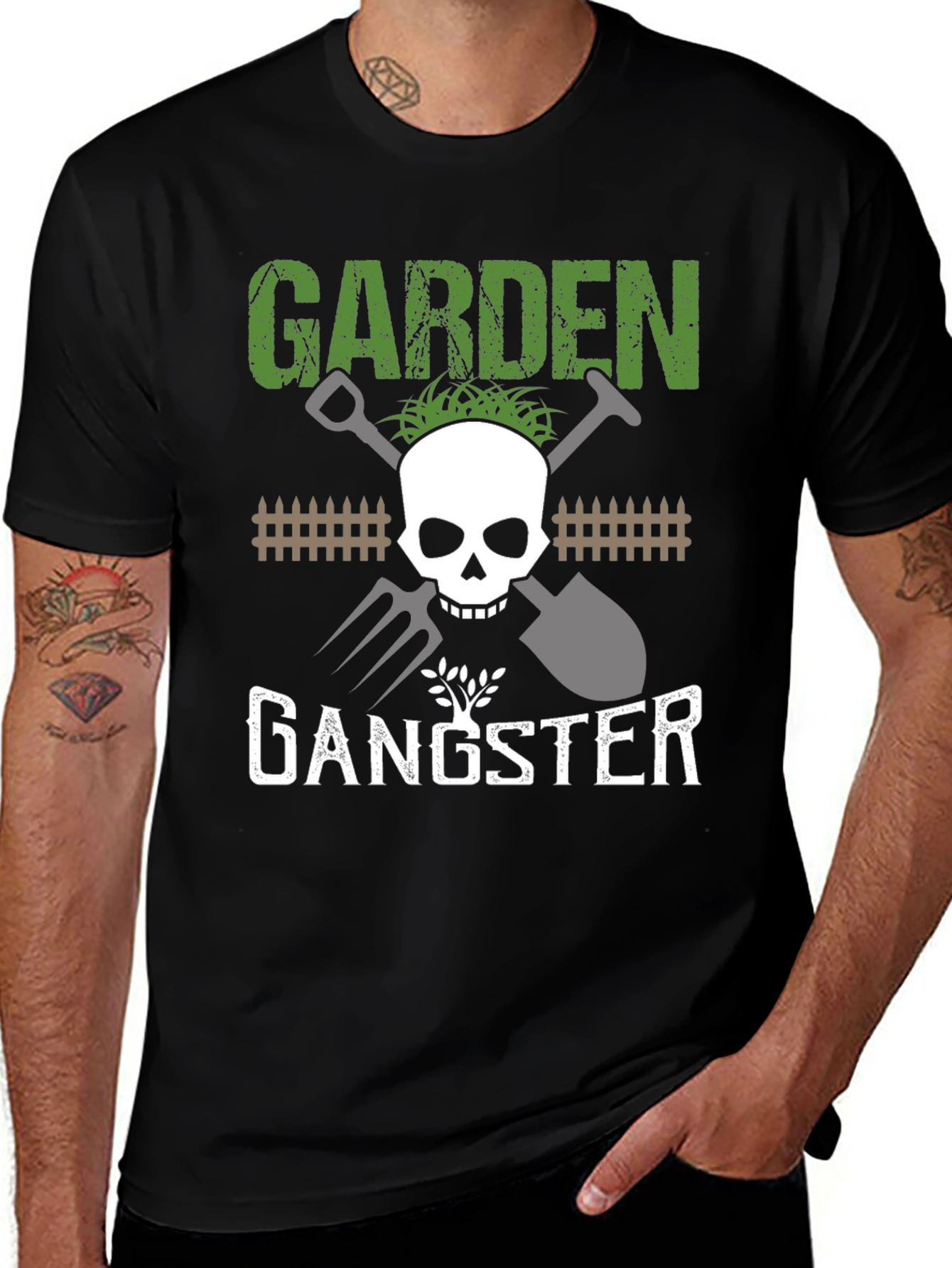 Garden Gangster T-Shirt: Skull & Tools Graphic Tee
